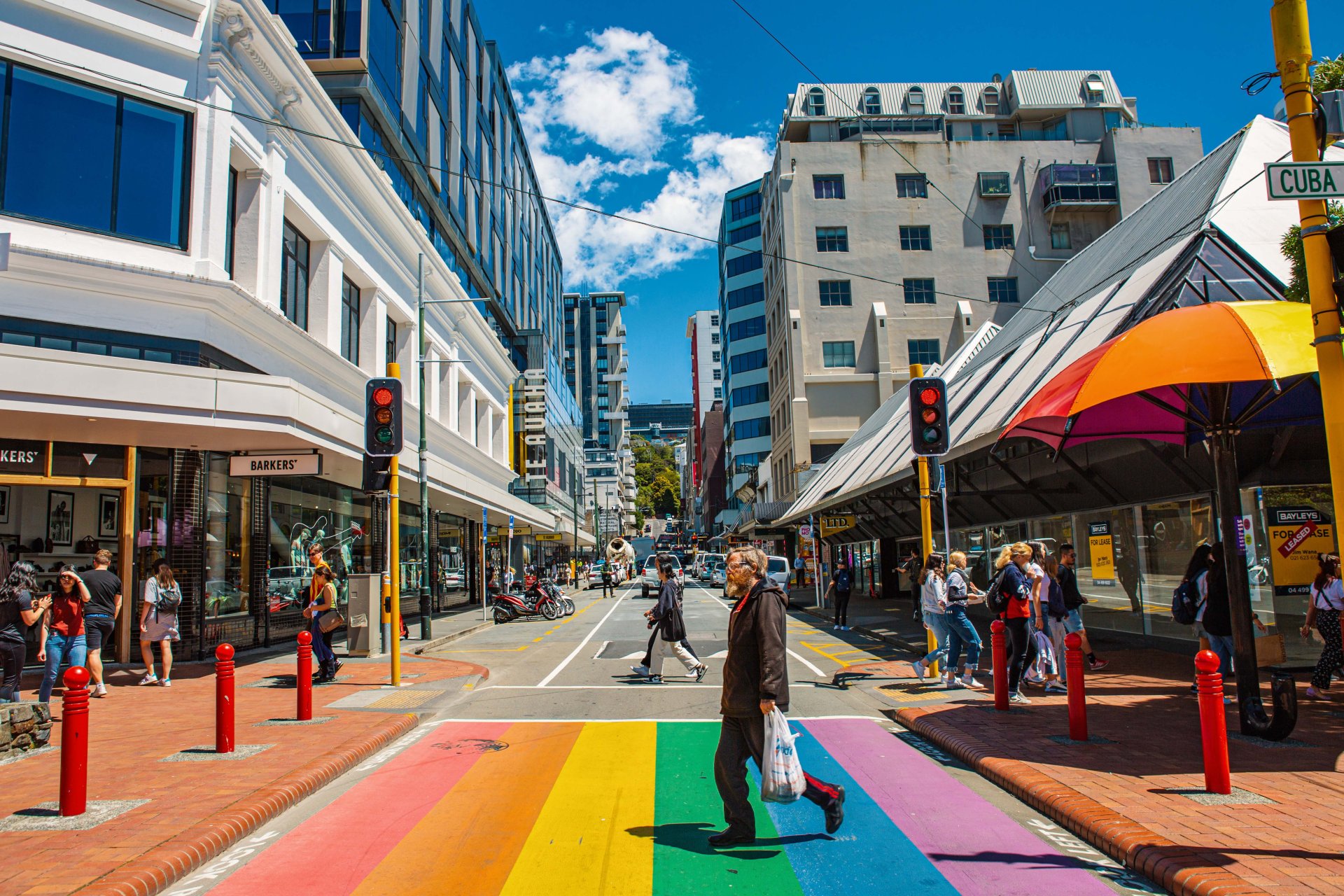 People-walking-the-rainbow-crossing-at-Cuba-Street-2