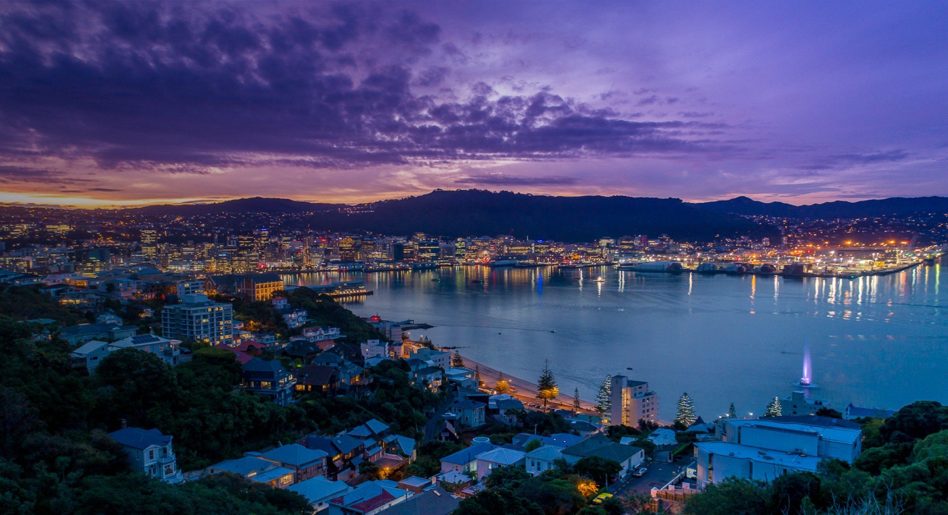 Sellers - Sunset over Wellington city